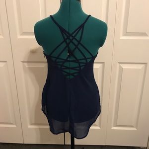 Navy blue strappy high-low top